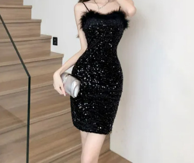 Φόρεμα με παγιέτες, ντεκολτέ χωρίς ιμάντες, χωρίς μανίκια, ψηλή μέση, σιλουέτα μολύβι