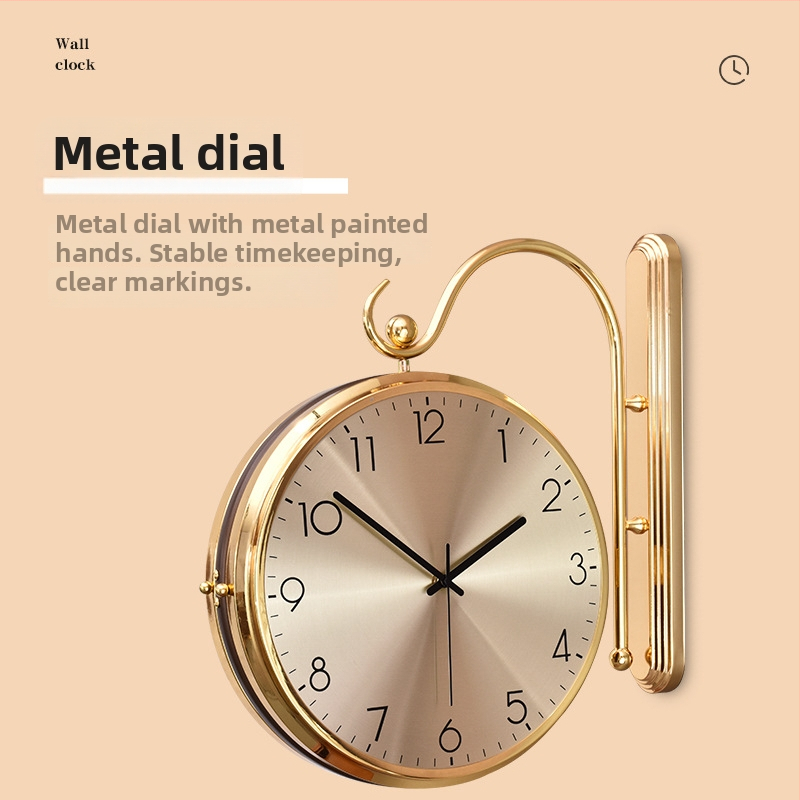 Ρολόι τοίχου διπλής όψης, κίνηση quartz, μοντέλο ST00818, τροφοδοσία με μπαταρία, μεταλλικό περίβλημα