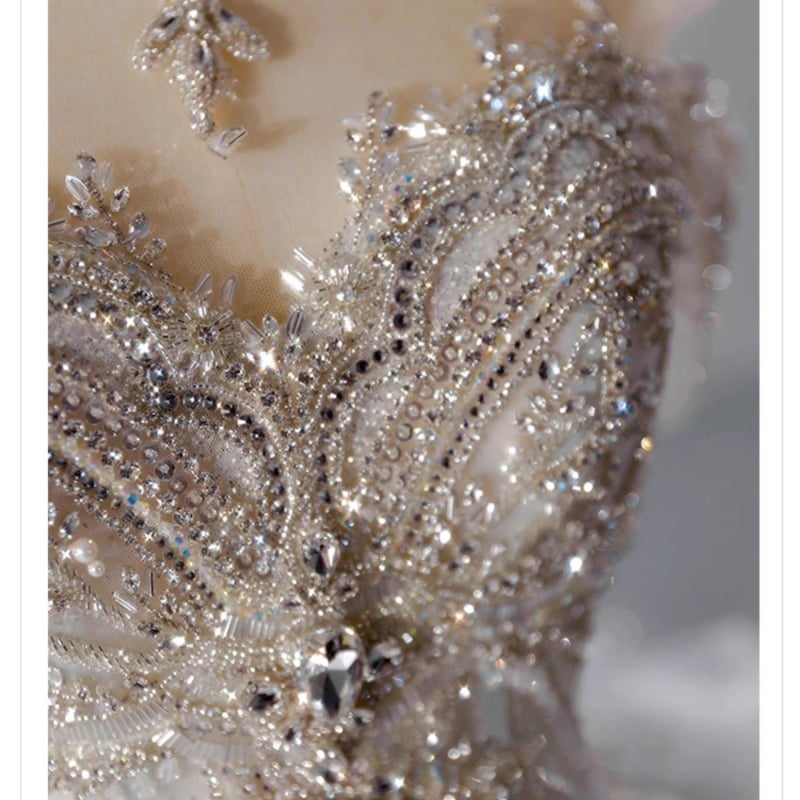 Сватбена рокля с една презрамка, А-линейна силуета, Chenille плат със спандекс, висока талия