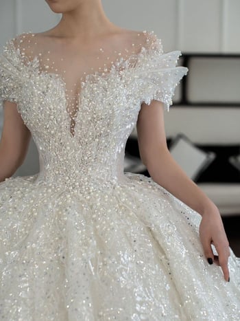 Сватбена рокля с едно рамо, А‑линия, мини дължина, Chenille плат с еластан, пролет 2024