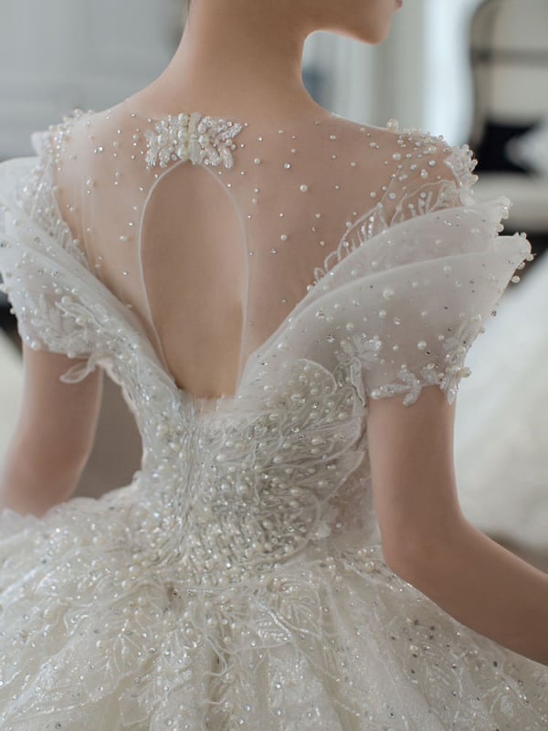 Сватбена рокля с едно рамо, А‑линия, мини дължина, Chenille плат с еластан, пролет 2024