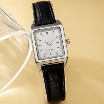 Analogni kvarcni sat s kvadratnim cifrom, Bamboo peak mehanizam (model 68/0124), kućište od legure, remen od imitacije kože, svjetsko vrijeme