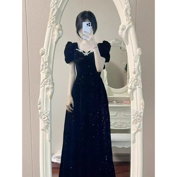 Večernja haljina A-linije, visok struk, dugi rukavi, duga suknja, Feifei rukavi, proljeće 2024