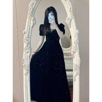 Večernja haljina A-linije, visok struk, dugi rukavi, duga suknja, Feifei rukavi, proljeće 2024