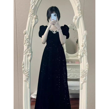 Večernja haljina A-linije, visok struk, dugi rukavi, duga suknja, Feifei rukavi, proljeće 2024