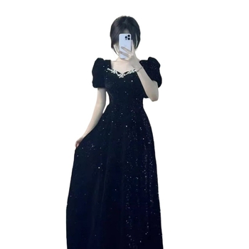 Večernja haljina A-linije, visok struk, dugi rukavi, duga suknja, Feifei rukavi, proljeće 2024