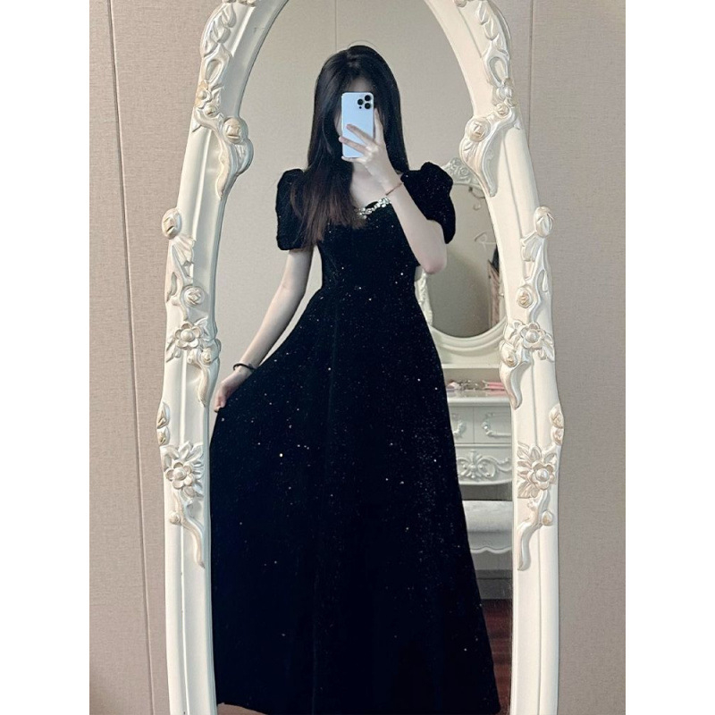 Večernja haljina A-linije, visok struk, dugi rukavi, duga suknja, Feifei rukavi, proljeće 2024