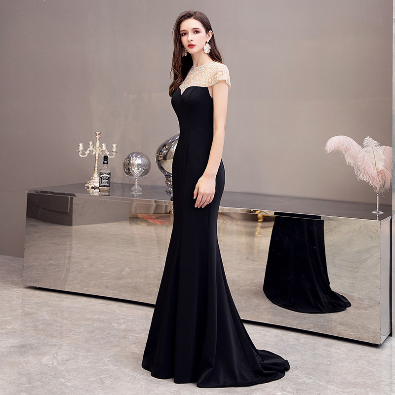 Sirena večernja haljina - duga, bez rukava, srednji struk, poliester tkanina