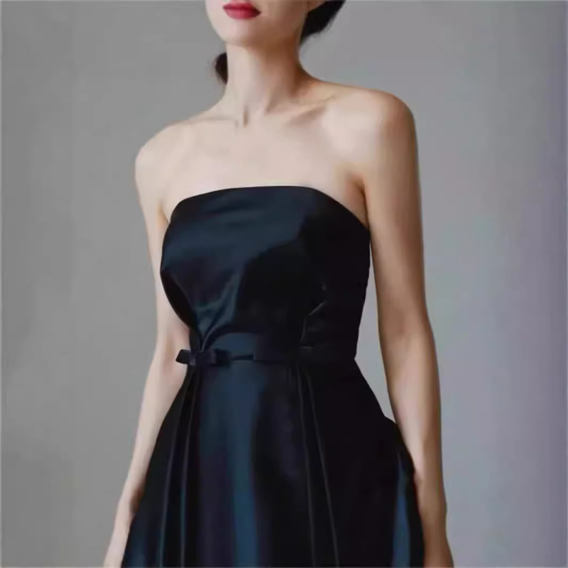 Νυφική σατέν Φόρεση από Πολυεστέρα, τοπ χωρίς τιράντες, μακριά ουρά, χωρίς μανίκια, μέση μεσαία, 95% πολυεστέρας, spandex <30%, Καλοκαίρι 2024