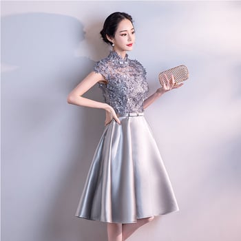 Елегантна официална рокля за балове със силует А-линия, дълга, висока талия, ръкав 3/4, полиестерова материя