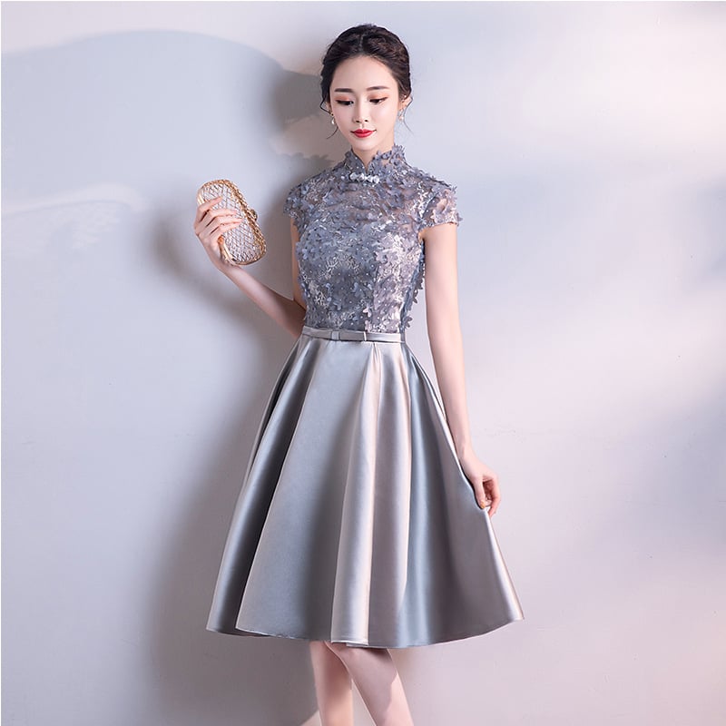 Елегантна официална рокля за балове със силует А-линия, дълга, висока талия, ръкав 3/4, полиестерова материя