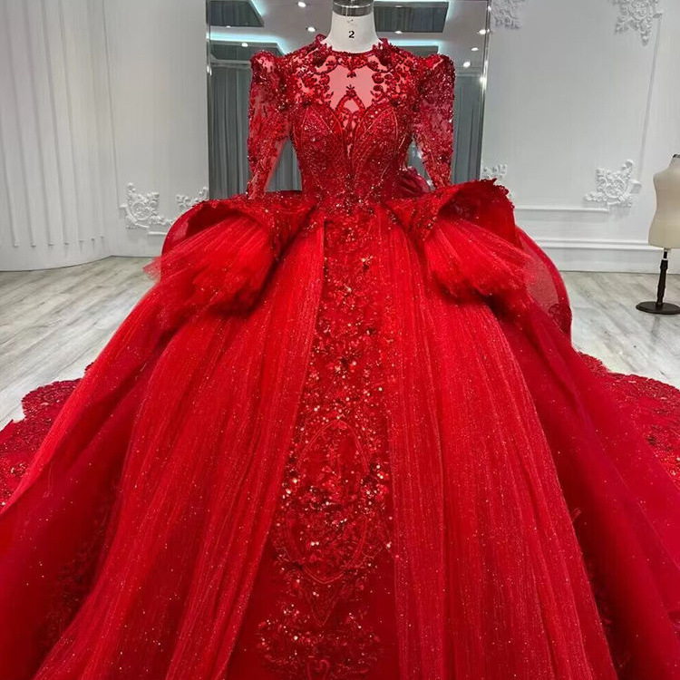 Vjenčana haljina A-linije s princezkinim rukavima, Chenille tkanina, Spandex 90–95%, visokim strukom