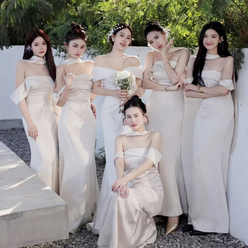 Kaaslasekleit ühe õla halteriga, vöökoht rõhutatud, pikk satiinist kleit, kevad 2025