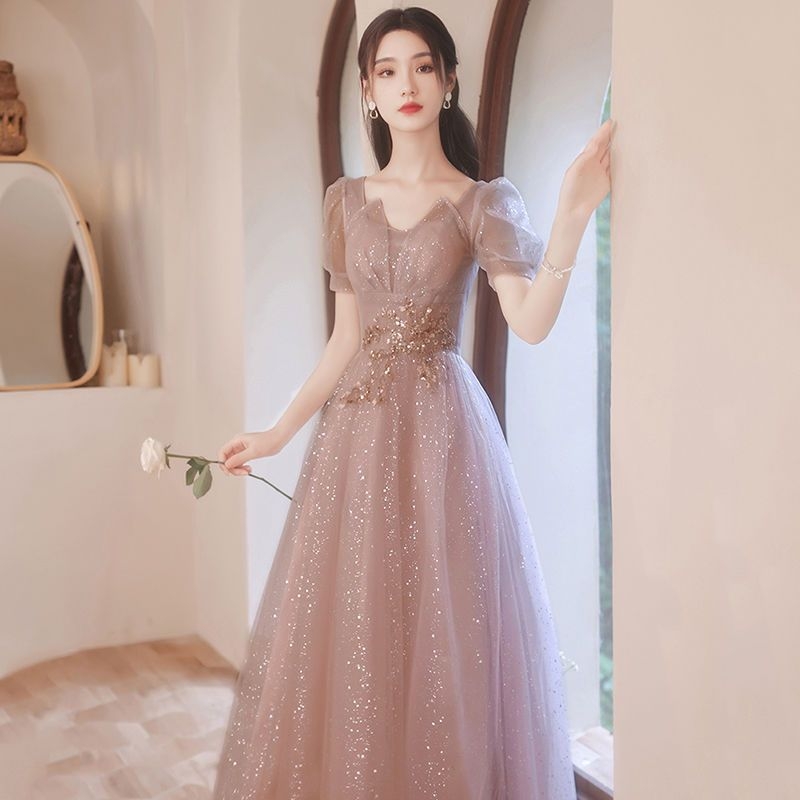 Haljina za odrasle u A-liniji, bez rukava, off-shoulder izloženih ramena, duga suknja, chenille tkanina s elastanom