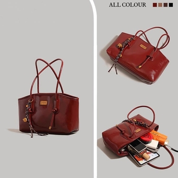 Сватбена чанта Tote от PU кожа, хоризонтална квадратна форма, цип при затваряне, вътрешен джоб с цип и джоб за телефон, пролет 2025