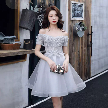 Õhtukleit ühe õla, kõrge vöökoht, A-line, keskmise pikkusega, polüester