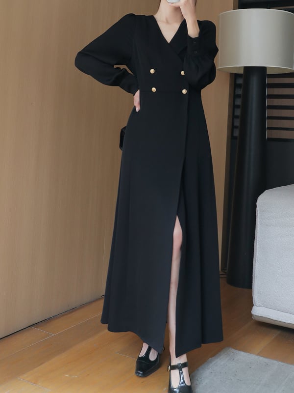 Yifei Plus Size haljina s dugim rukavima i V-dekolteom, A-linija kroja, poliester, korejsko-japanski ležerni stil, proljeće 2025