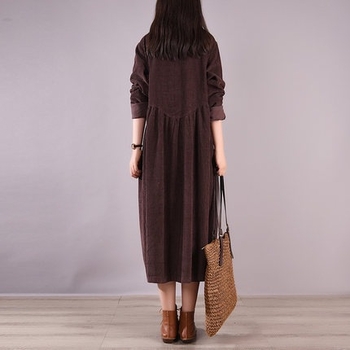 Rochie din Corduroy în croială A-line, guler Polo, mâneci lungi, toamnă 2025
