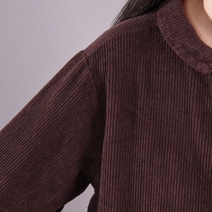 Rochie din Corduroy în croială A-line, guler Polo, mâneci lungi, toamnă 2025