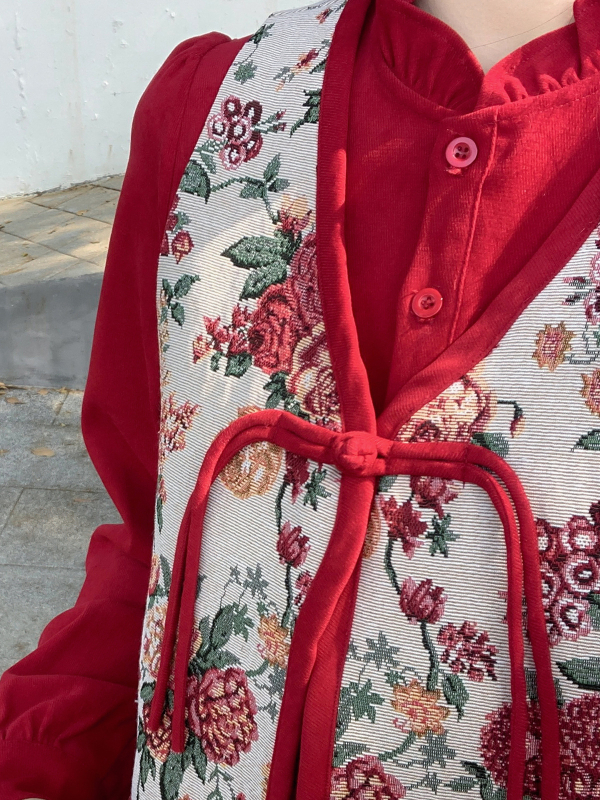 K2920 Haljina s dvije dijela: twill i jacquard tkanina, poliester i spandex, književno retro stil, puf rukavi