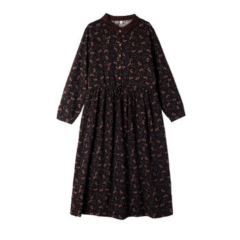 Hosszú ujjú ruha, négyzet gallér, nyomtatás minta, A-vonal, tavasz-ősz