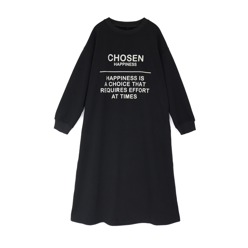 Plus veličine ženska haljina-sweatshirt s otiskom i flis podstavom, okrugli izrez, slobodan kroj, mješavina pamuka i poliestera, za jesen i zimu.
