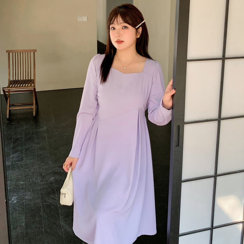 K2817 hosszú ujjú, A-vonalú ruha, négyzetes gallérral, Peacock twill poliészter (95%+), ősz 2024