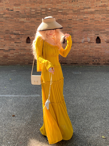 Spagetti vállú ruha, V-nyakú, hosszú ujjú, tündérszoknya stílusú, poliészter - Tavasz 2025