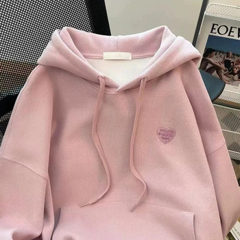 Γυναικείο φούτερ με κουκούλα και φλίς, κανονική εφαρμογή, μακριά μανίκια, ακρυλικό νήμα, φθινοπωρο 2024