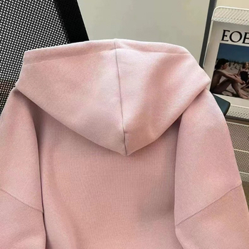 Γυναικείο φούτερ με κουκούλα και φλίς, κανονική εφαρμογή, μακριά μανίκια, ακρυλικό νήμα, φθινοπωρο 2024