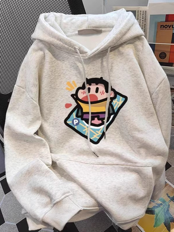 Hoodie od flisa s kapuljom | cartoon otisak | džepovi s patch | opušten kroj | poliester 96%+