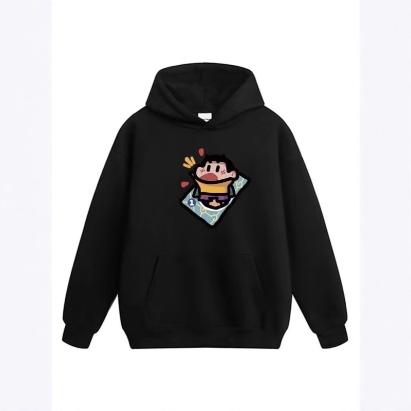 Hoodie od flisa s kapuljom | cartoon otisak | džepovi s patch | opušten kroj | poliester 96%+
