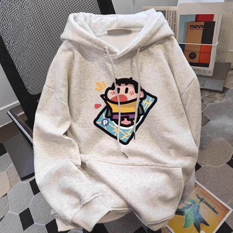 Hoodie od flisa s kapuljom | cartoon otisak | džepovi s patch | opušten kroj | poliester 96%+