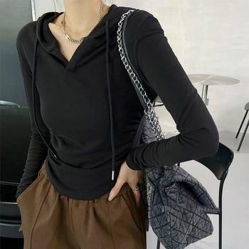 Kapucnja chenille dukserica s vezicom, dugi rukavi, srednja duljina, tkanina chenille s Spandex <30%, proljeće 2025