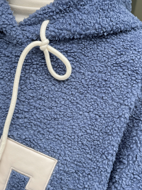 K3196 Ženski zimski dukser s kapuljom, fleece podstava, Spandex-pamučna smjesa, raglan rukavi, srednja duljina, zima 2025