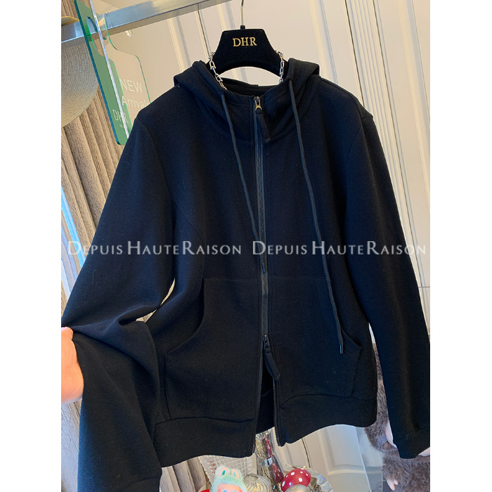 Hanorac cu glugă pentru femei, croială lejeră, amestec poliester-spandeks, toamnă/iarnă 2025, mâneci lungi