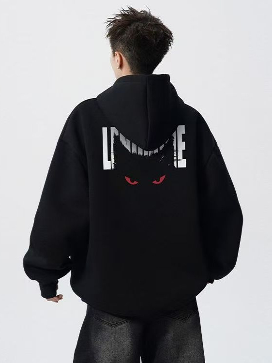 Суитшърт с качулка, райета, памук-полиестер смес, плътна флис тъкан (пролет-есен)