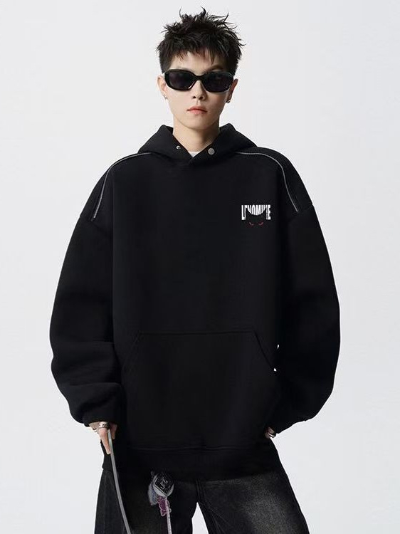 Суитшърт с качулка, райета, памук-полиестер смес, плътна флис тъкан (пролет-есен)