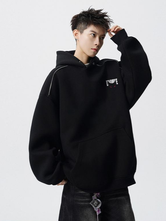 Суитшърт с качулка, райета, памук-полиестер смес, плътна флис тъкан (пролет-есен)