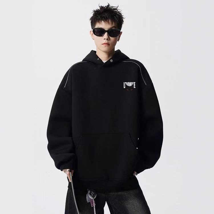 Суитшърт с качулка, райета, памук-полиестер смес, плътна флис тъкан (пролет-есен)