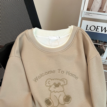 Naiste kapuutsiga džempr, fleece vooder, paks, võlts kahes osas välimusega, ümmargune kaelus