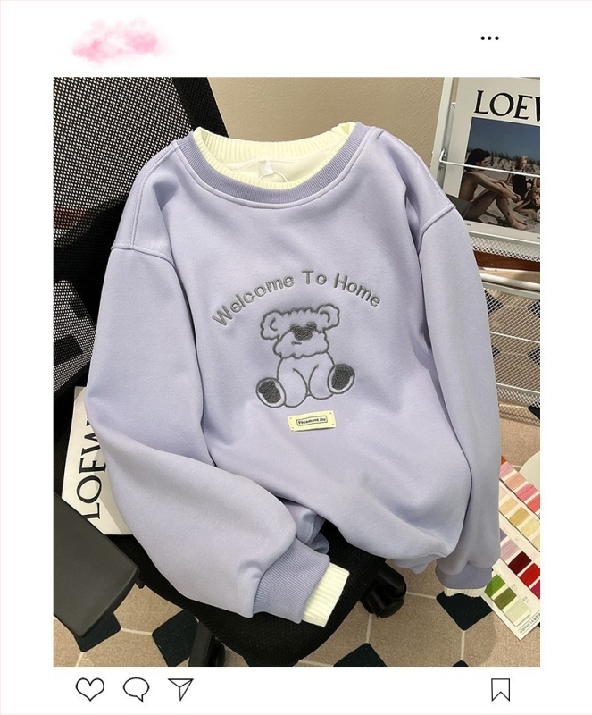 Naiste kapuutsiga džempr, fleece vooder, paks, võlts kahes osas välimusega, ümmargune kaelus