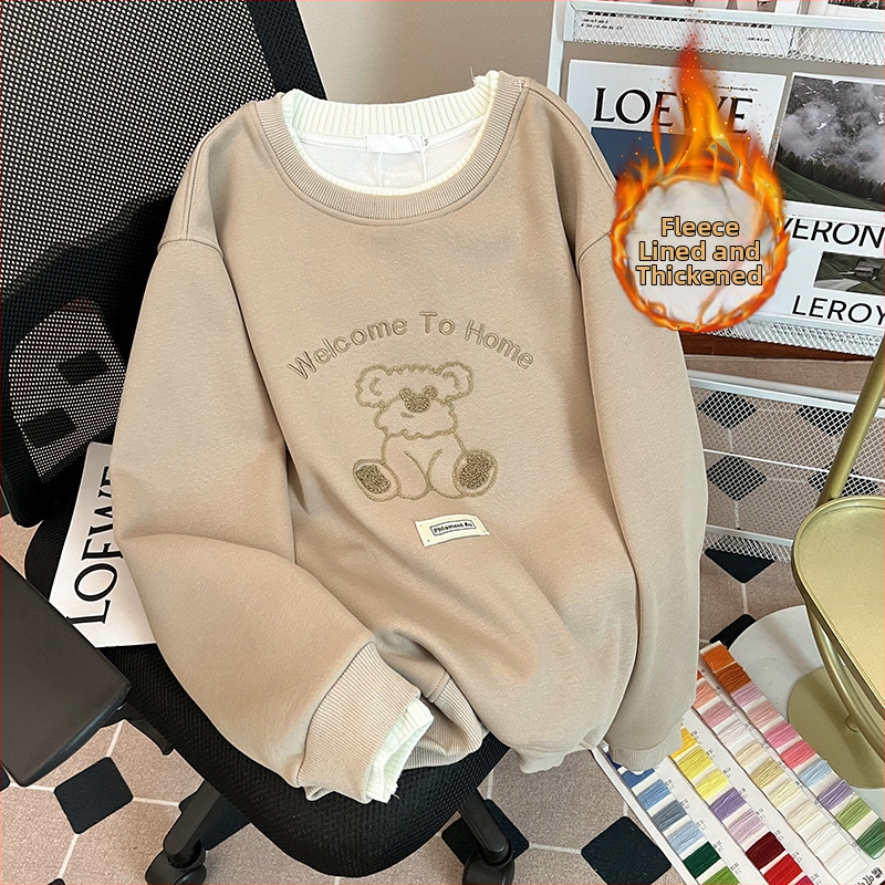 Naiste kapuutsiga džempr, fleece vooder, paks, võlts kahes osas välimusega, ümmargune kaelus