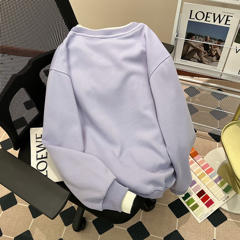 Naiste kapuutsiga džempr, fleece vooder, paks, võlts kahes osas välimusega, ümmargune kaelus