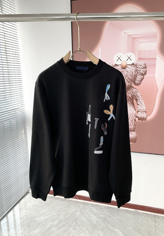 Ανδρικό φούτερ χωρίς κουκούλα – πουλόβερ σε στυλ Χονγκ Κονγκ, χαλαρή γραμμή, μακριά μανίκια, 100% βαμβάκι