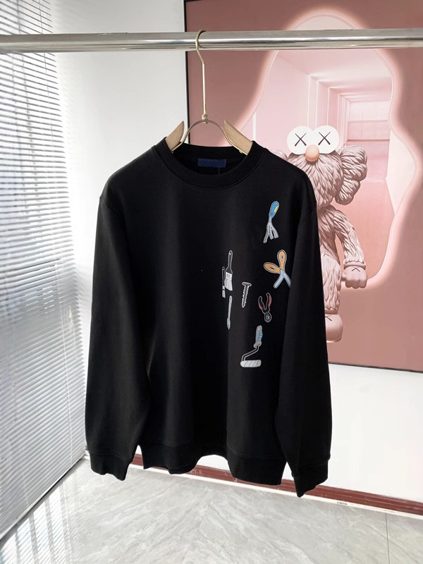 Ανδρικό φούτερ χωρίς κουκούλα – πουλόβερ σε στυλ Χονγκ Κονγκ, χαλαρή γραμμή, μακριά μανίκια, 100% βαμβάκι