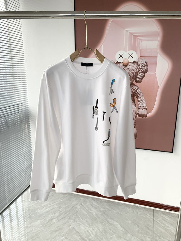 Ανδρικό φούτερ χωρίς κουκούλα – πουλόβερ σε στυλ Χονγκ Κονγκ, χαλαρή γραμμή, μακριά μανίκια, 100% βαμβάκι