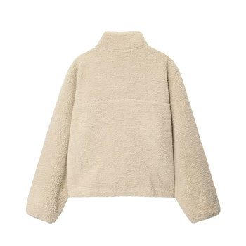 Ženski hoodie s polu-zipom i teddy velurom (Slobodan kroj, Poliester tkanina, Dugi rukavi, Jesen 2025)
