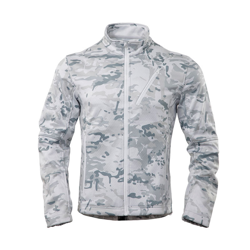 Kamuflažni fleece kardigan jakna – unisex, odvojiva, baršunasta podstava, poliester tkanina, zima/jesen