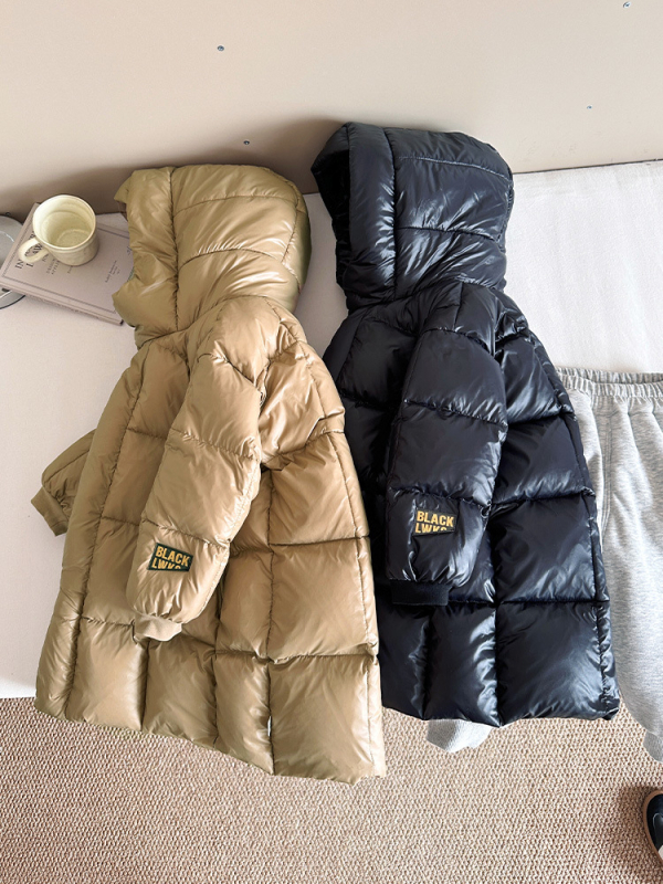 Unisex garā bērnu ziemas pūka jaka ar trim aizsardzības slāņiem, 86–90% pīļu pūka, rāvējslēdzējs